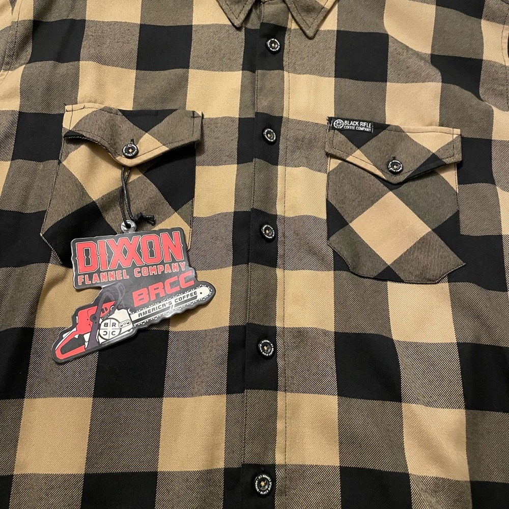 DIXXON Men's Black and Brown Black Rifle coffee company Shirt